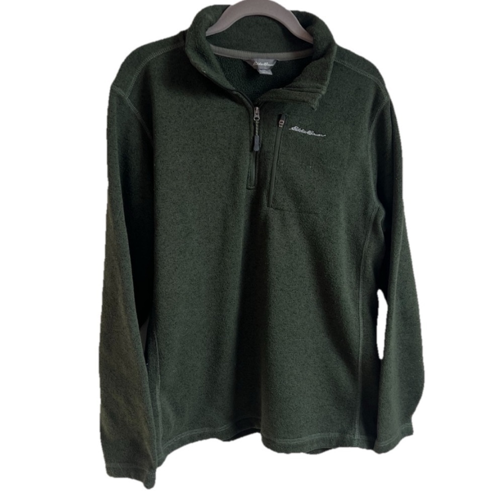 Eddie Bauer Men’s 1/4 Zip Long Sleeve Fleece Lined Pullover Sweatshirt Top Large